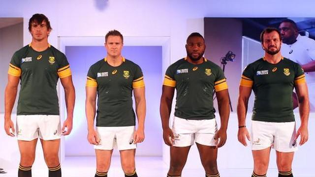 Afrique du Sud. Le nouveau maillot des Springboks pour la Coupe du monde. / Crédit Photo : <a href='https://twitter.com/bokrugby' target='_blank' rel='nofollow'>Compte Twitter : South African Rugby</a>