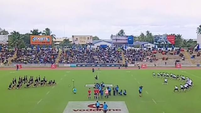 Haka : le duel entre les Maori All Blacks et les Fidji.