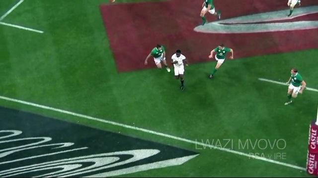 Lwazi Mvovo inscrit un bel essai face à l'Irlande.