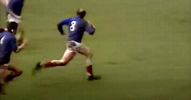 Jean-Pierre Bastiat lors de son essai face à l'Irlande en 1977.