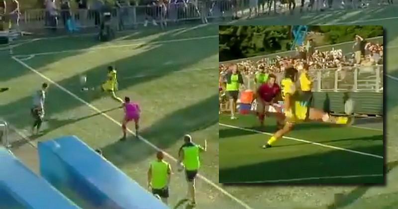 Il a donné de son corps pour sauver la touche.