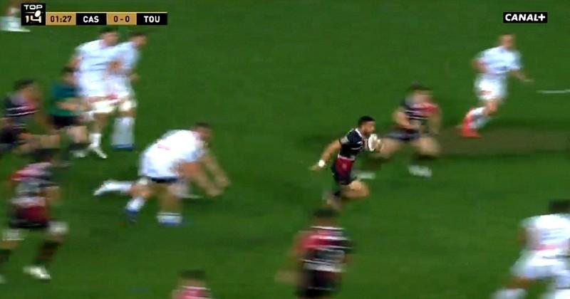 VIDEO. Top 14. Lebel déchire la défense de Castres et plante le premier essai de la demie !