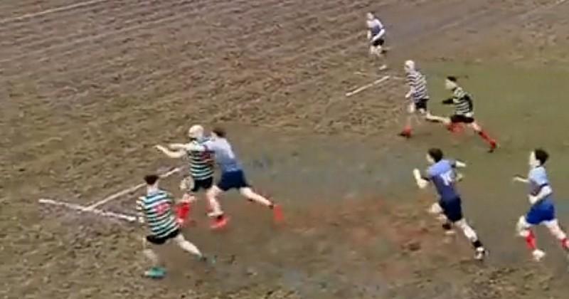 Sublime action de rugby amateur. Crédit image : reddit