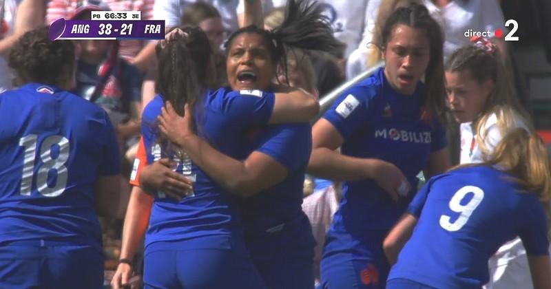 Le XV de France féminin a livré une bataille féroce face à l'Angleterre à Twickenham devant près de 60 000 personnes. Crédit image : Screenshot France 2