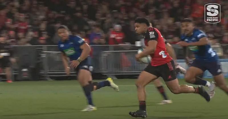 Crusaders. Fainga'anuku a inscrit en doublé en demi-finale du Super Rugby. Crédit image : Screeshot Youtube Super Rugby