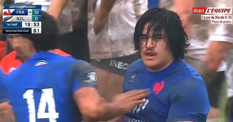 France U20. Le ''phénomène'' Posolo Tuilagi a déjà conquis la planète ovale. Crédit image : Screenshot L'Equipe TV