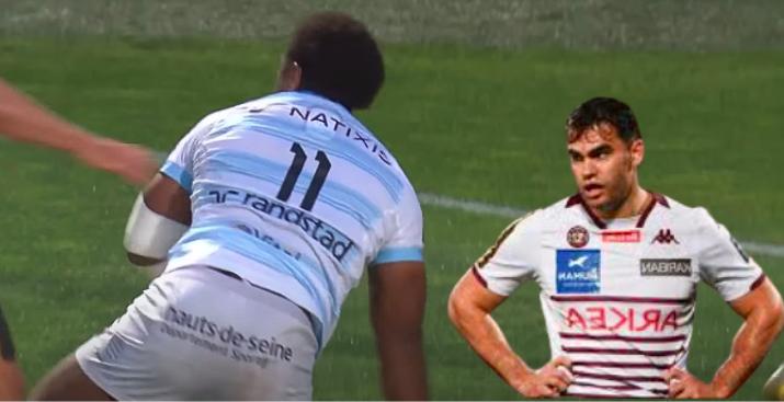 VIDÉO. Renversé sur son aile, Damian Penaud reste bouche-bée devant ce ''platane'' Fidjien du Racing