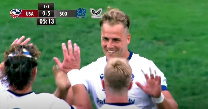 Duhan van der Merwe égale le record de Stuart Hogg avec son 27e essai international. Crédit image : Screenshot Youtube Scottish Rugby
