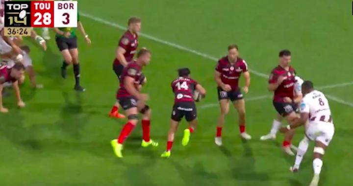 VIDEO. 4 mois plus tard, Ange Capuozzo contribue à la démonstration du Stade Toulousain avec un essai de soliste