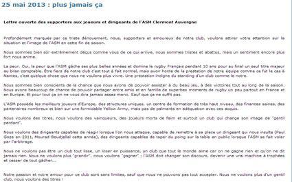 Des supporters de l'ASM lancent une pétition intitulée « plus jamais ça »