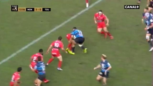 VIDEO. Top 14. MHR - RCT. Anthony Tuitavake pose Éric Escande sur les fesses avec une énorme charge 